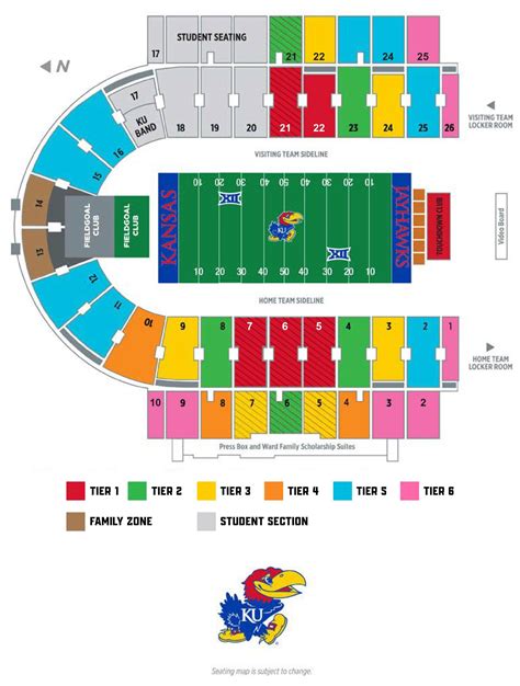 Aug 15, 2023 · In a press release, Kansas Athletics said upgrades to David Booth Kansas Memorial Stadium will raise the first row of seating four feet higher off the ground, improve accessible seating and sight ... 