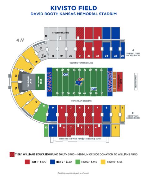 Wheelchair seating is accessible by elevators on the east and west sides of David Booth Kansas Memorial Stadium. Persons with limited mobility, or others needing special assistance to reach their seats, should contact the Athletics Ticket Office at (785) 864-3141. . 
