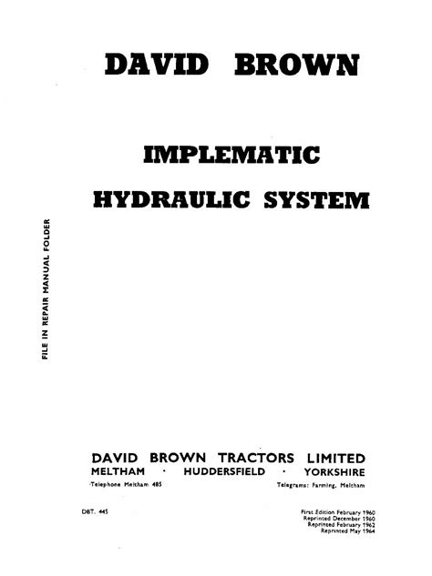 David brown 850 950 implematic hydraulics tractor workshop service repair manual. - Plan voor de aanleg van een ij-tunnel..