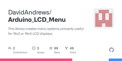 DavidAndrews/Arduino_LCD_Menu - Github