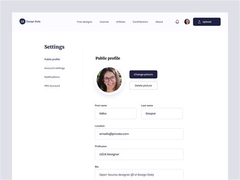 Day 1387・Profile Settings UI Design on Behance
