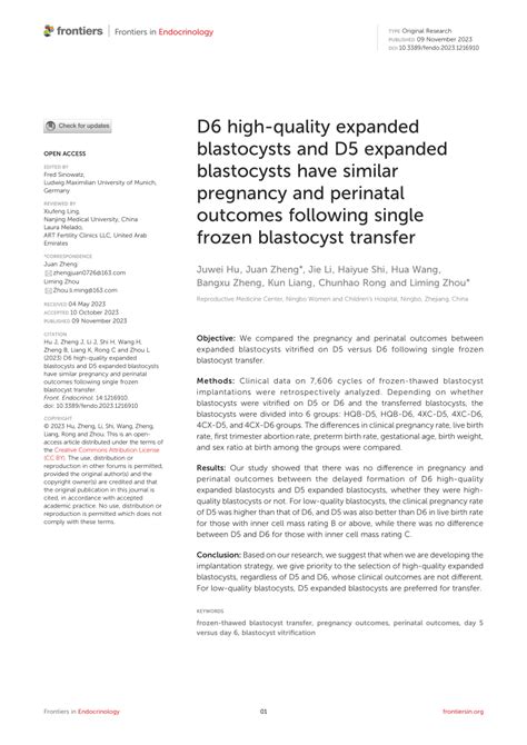 Day 6 frozen embryo transfer.  This study investigates whether D6 blastocysts should ...