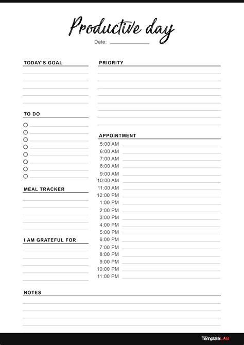 Day Planning Template