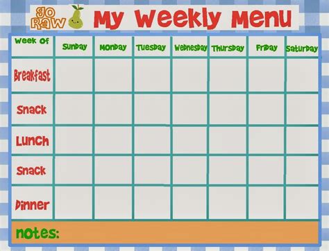 Daycare Menu Template Word Save.btsa.co pertaining to Weekly Menu