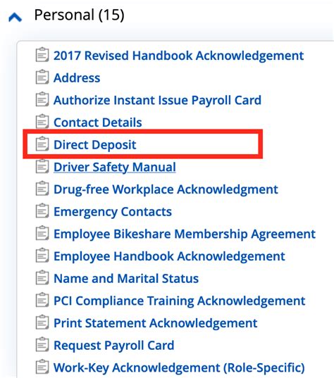 To have your paycheck deposited directly into your checking or savings account, download, print and complete the direct deposit authorization form and give it to your employer’s payroll representative. To complete this form, you'll need: Your account number. Bank routing transit number. Type of account (checking or savings)