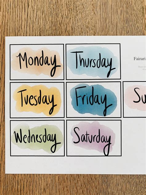 Days of the Week Printable Labels for Visual Schedule Etsy Ireland