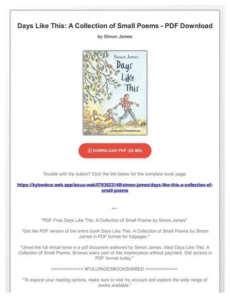 Read Days Like This A Collection Of Small Poems By Simon  James