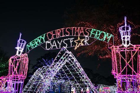 Daystar christmas lights. 2023 Season Dates: November 10 – January 4 – 6-10pm. Location: 11518 I-20, Tyler, TX 75706. Admission: $30 per vehicle. Santa Land in Tyler is the first drive-thru Christmas theme park in Texas! This 24-acre park is decorated with almost 2.5 million lights and features handcrafted, animated displays. 