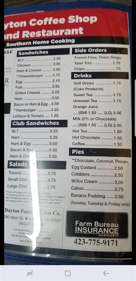 Dayton Coffee Shop in Dayton - Restaurant menu and …