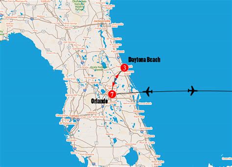 Click here to get an answer to your question ✍️ On the map, the distance between Daytona Beach and Orlando is 2 units. 26 mi 0 1 unit What is the actual .... 