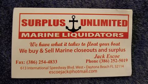 Surplus Marine Supply in Daytona Beach on YP.com. See reviews, photos, directions, phone numbers and more for the best Marine Equipment & Supplies in Daytona Beach, FL.. 