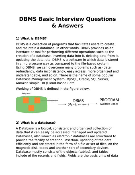 Dbms Interview Questions Interview Questions and Answers