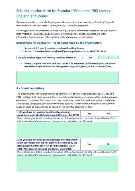 Dbs declaration form. pdf), Text File (.  Church of England), they may have their ...