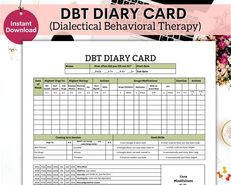 Dbt Diary Card Printable