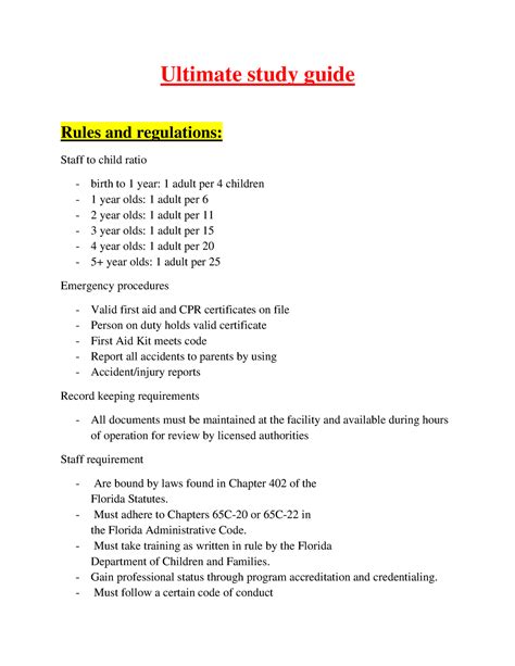 STUDY GUIDE 5Child Care Facility Rules and 