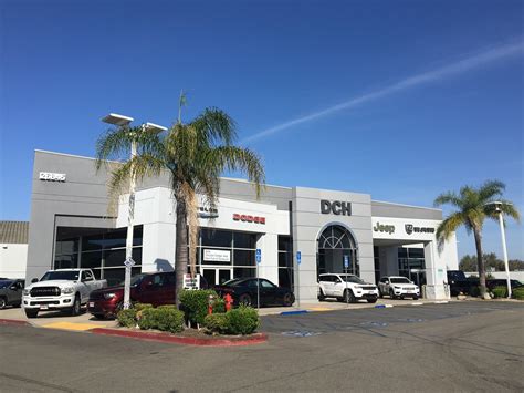 Dch chrysler dodge jeep ram fiat of temecula photos. Sat 9:00 AM - 8:00 PM. (951) 225-4541. https://www.dchchryslerjeepdodgeoftemecula.com. At DCH Chrysler Dodge Jeep Ram FIAT of Temecula, we offer a complete inventory of new Chrysler, Jeep, Dodge, FIAT and RAM vehicles and used cars at our Temecula region car dealership. Come visit us to test drive a vehicle, speak to one of our auto experts, or ... 
