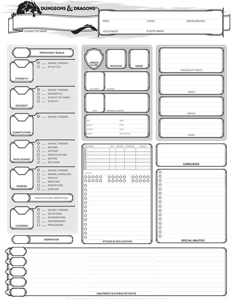 Dd Character Sheets Printable