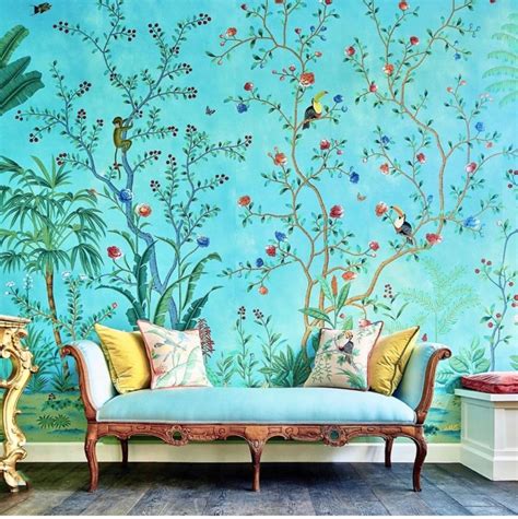 De gournay. De Gournay's 'Early Views of India' lines the hallway walls in Hannah Cecil Gurney's former London flat. Working in the family business at de Gournay, Hannah is a persuasive advocate for the brand's heavenly hand-painted silk papers. 'Silk wallpapers feel softer, richer and more textural, and they're better for acoustics,' she says. 