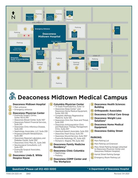 Deaconess clinic comp center - midtown. Deaconess Clinic COMP Center - West Columbia. 812-450-3090. 329 W. Columbia Street ... Deaconess Midtown Hospital - Rehabilitation. 812-450-3353. 600 Mary St. 