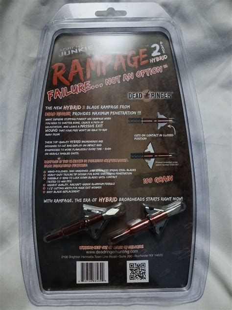 Dead Ringer Rampage 2 Blade Broadhead 100 Grain 3pk - eBay