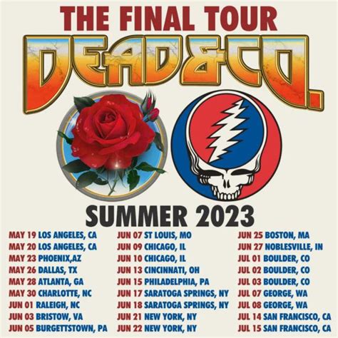 Dead and co setlists 2023. Jun 7, 2023 · Get the Dead & Company Setlist of the concert at Hollywood Casino Amphitheatre, Maryland Heights, MO, USA on June 7, 2023 from the The Final Tour: Summer 2023 Tour and other Dead & Company Setlists for free on setlist.fm! 
