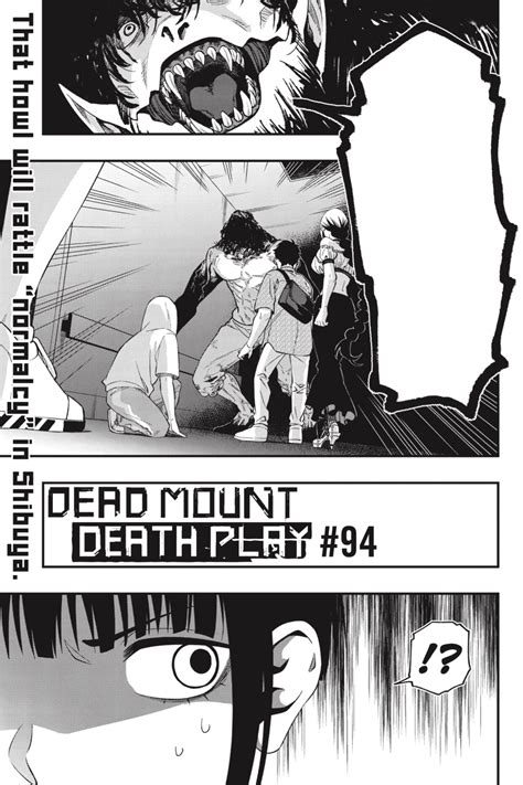 Apr 6, 2018 · Chapter 10 is the tenth chapter of the Dead Mount Death Play manga. Not yet written. While the Corpse God summons bone blades against Lemmings, Inspector Tsubaki Iwanome does a double take. He asks Clarissa Kuraki if she also saw something "weird" floating by the chandelier, but she suggests he simply had too much to drink. In a flashback to the Other World, a certain necromancer asks a ten ... 