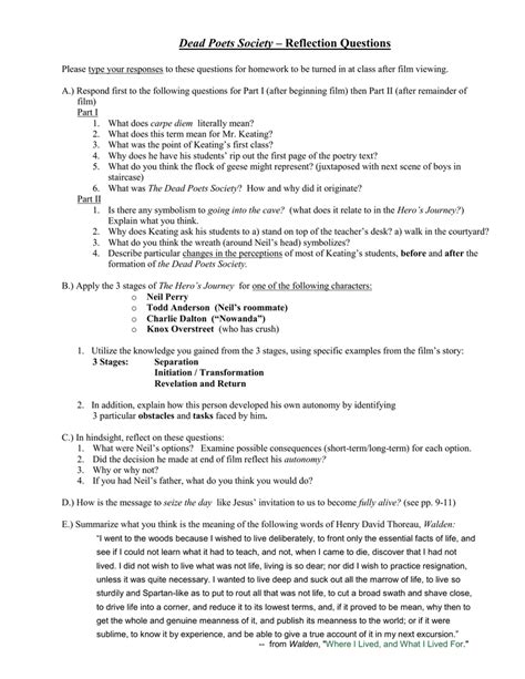 Dead poets society study guide questions answers. - A study guide to the scarlet letter.