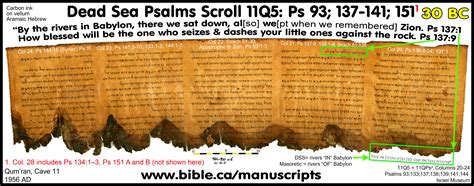 Jan 5, 2015 · The Dead Sea Scrolls. Most of the Dead Sea Scrolls come from Qumran, (northwest of the Dead Sea), where beginning in 1947 thousands of fragments of biblical and other works were discovered. All these date from the third century BCE through 68 CE, when the Romans destroyed Qumran as part of the Great Revolt. [1] . 