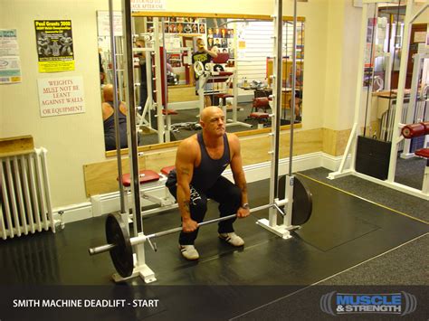 Deadlift smith machine. Read our smith deadlift guide. Learn how to do this exercise, the muscles worked, and the main benefits. ... Smith Machine. Smith Deadlift Instructions. Stand with your feet shoulder-width apart, with the barbell on the ground in front of you. Bend down and grip the bar with an overhand grip, ... 