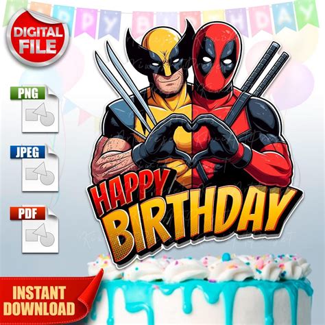 Deadpool And Wolverine Cake Topper Printable