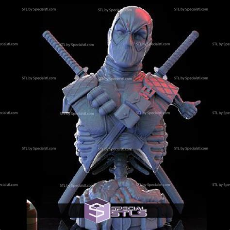 Deadpool bust 3d model.  Anyone with his healing factor is likely (but far f...