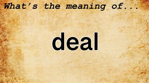 Deal financial definition of deal - TheFreeDictionary.com