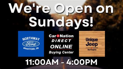 Dealerships open on sunday. Whether you're looking for a used or new car, our sales team can help with its no-pressure philosophy. Our goal is to make your car buying experience efficient and stress-free. Call us today at (866) 927-7974 if you have any questions regarding our inventory or services. Learn More About Us. 