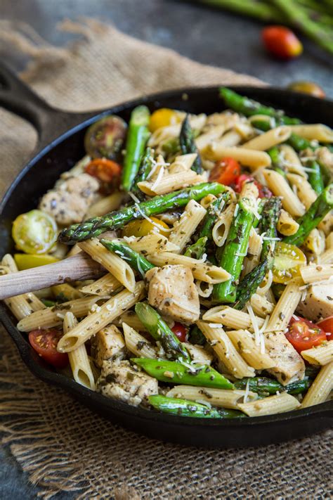 Dean cooks asparagus pesto pasta with chicken 