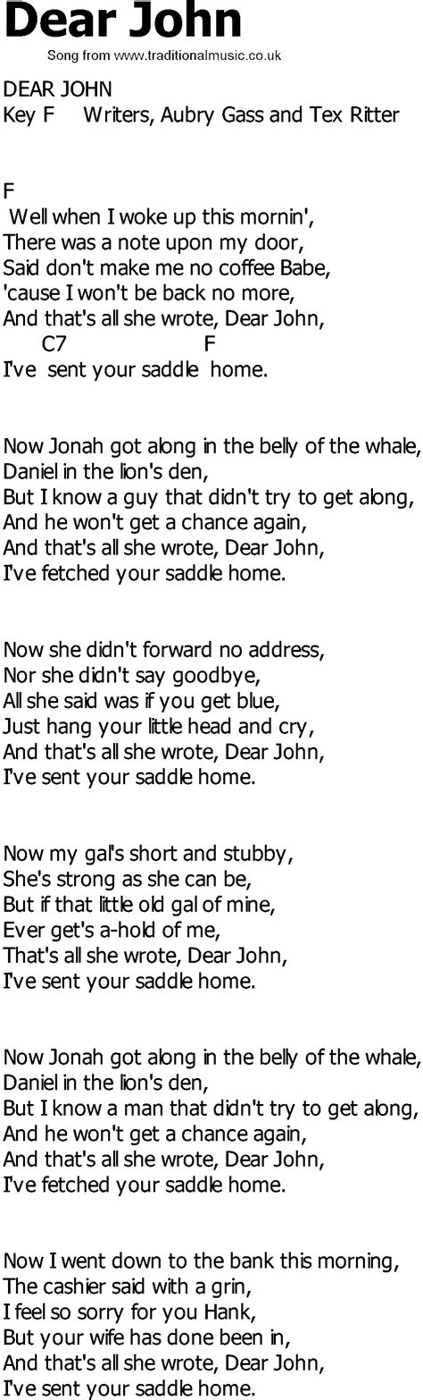 Dear john lyrics. Things To Know About Dear john lyrics. 