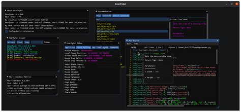 Dearpygui window.  Rendering occurs on-the-fly as characters are encountered in UI strings...