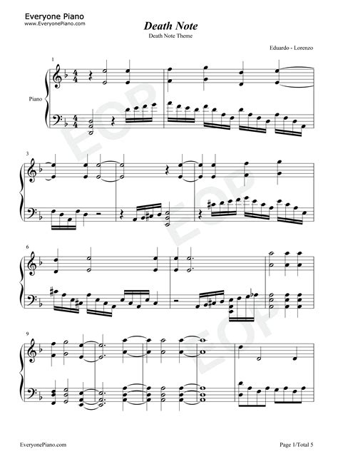 Death Note Theme Stave Preview
