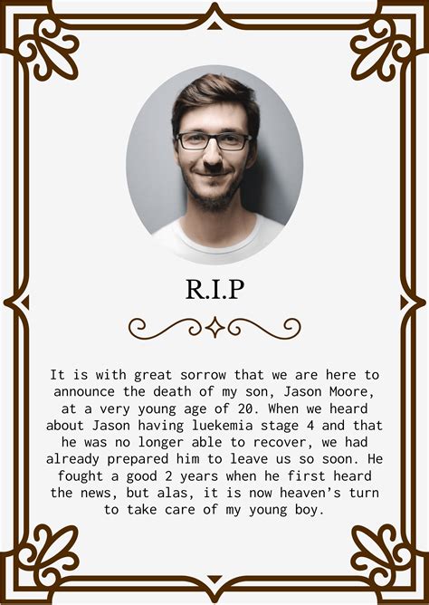 Death Notice Template In Word Google Docs Apple Pages