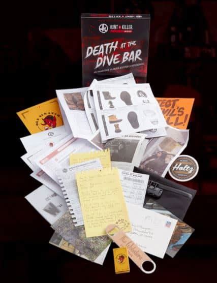 Death At Divebar Murder Mystery Game. 80 saves. Nothing will liven up a night at home quite like Death At The Dive Bar! This wickedly fun and challenging murder mystery game will put you at the forefront of a gruesome murder that's so detailed and immersive you'll feel like a real-life detective solving a grisly case.