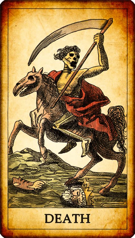 Death card in tarot. Death tarot card meaning . The Death card suggests the end of a cycle. Feared and misunderstood by many, Death leads you to the shedding of your old skin in return for a powerful transition to better days. In this move, life can seem scary. It is worth remembering that to fear the unknown is to fear change. 
