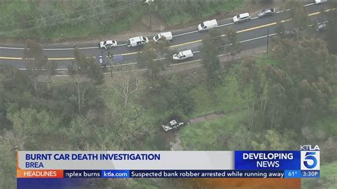 Death investigation underway after burned truck discovered off Brea road
