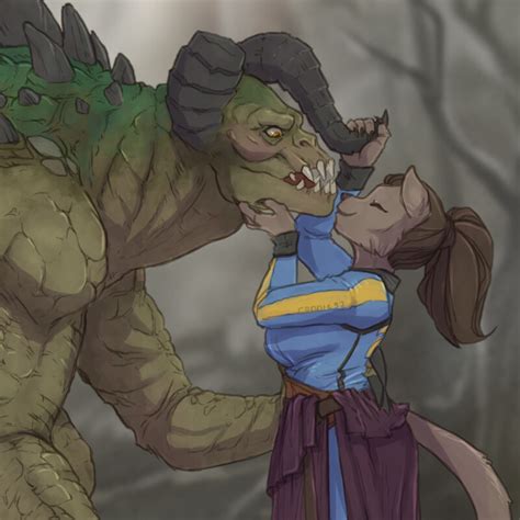 just deathclaw porn, pure and simple. characters are my courier six and my intelligent deathclaw oc. Language: English Words: 1,917 Chapters: 1/1 Kudos: 123 Bookmarks: 15