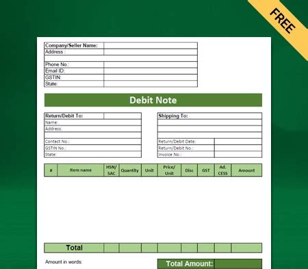 Debit Note Templates For Ms Word Word Excel Templates