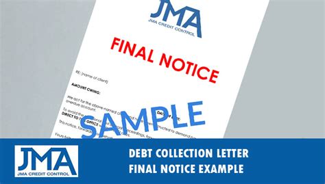 Debt Collection Letter Jma Credit Control Debt Collection Letters Collection Letter Debt Collection