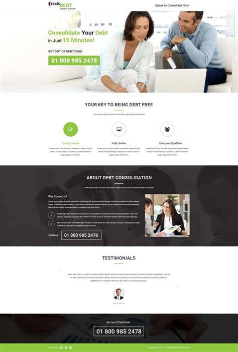 Debt Consolidation PPC Landing Page Design Template For Credit Card