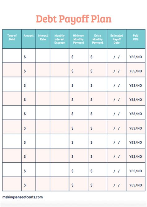 Debt Payoff Worksheet PDF File Download it NOW Printable Olan of
