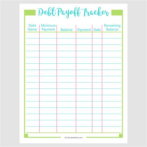 Debt payoff tracker. About debt payoff tracker grid excel template. This printable worksheet can be used to track individual debts you are trying to pay off. Record the creditor and the minimum payment at the top of the worksheet. The minimum payment represents the amount of cash flow you will free up by completely paying off the debt. 