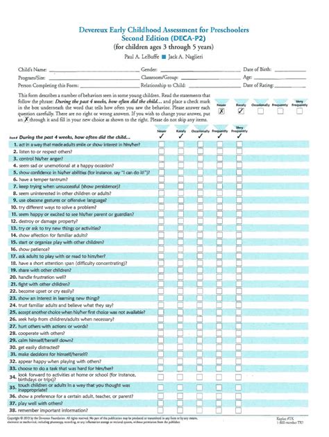 Deca assessment. Purpose: The Devereux Early Childhood Assessment—Clinical Form (DECA-C; LeBuffe & Naglieri, 2003) is designed to assess factors related to both resilience and emotional/behavioral problems. DECA-C is intended to be used as part of a larger assessment of emotional health and to develop intervention plans that may be needed. 
