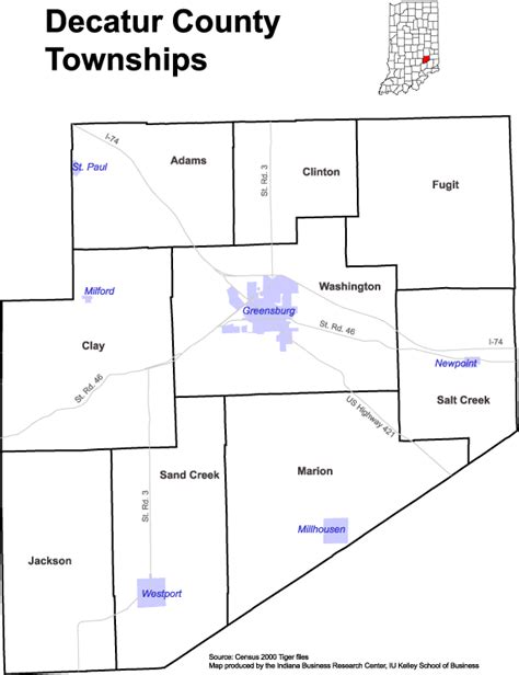 Decatur County, Indiana - Section Township and Range Map