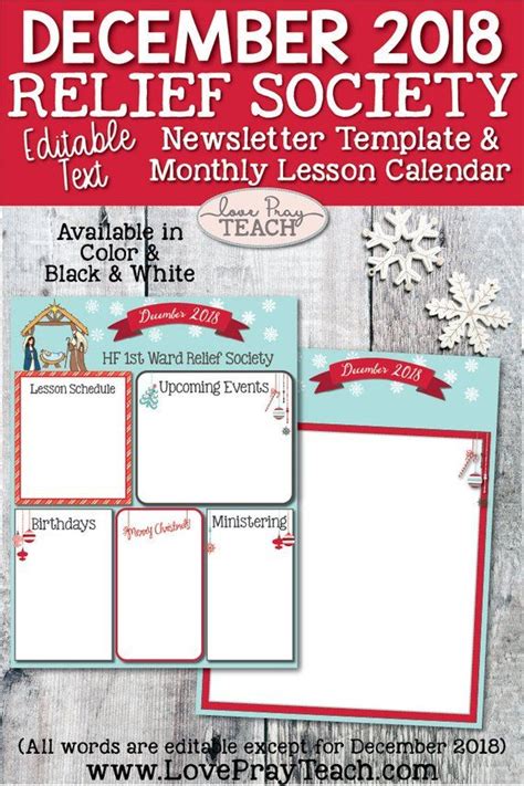 December 2018 Editable Newsletter Template! Easy to edit in Adobe